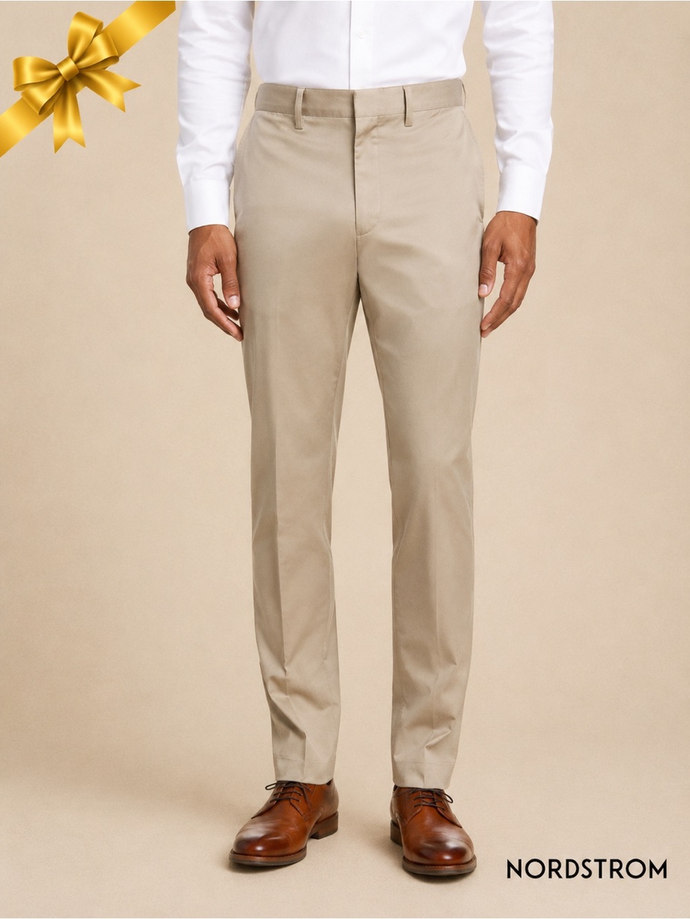 NORDSTROM Smartcare Cotton Twill Pants Light Khakis 100% Cotton High Rise 40x34